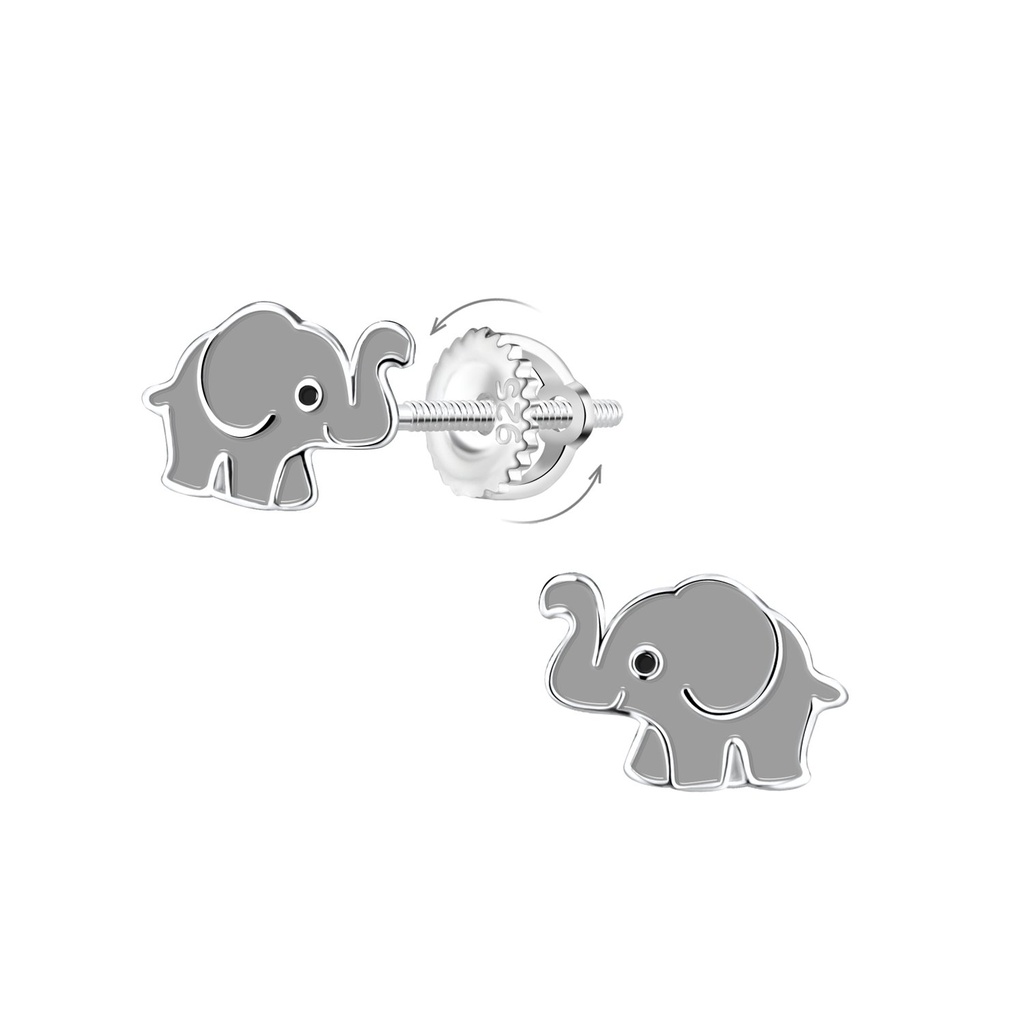 Boucles d'oreilles à fermoir à vis éléphant en argent