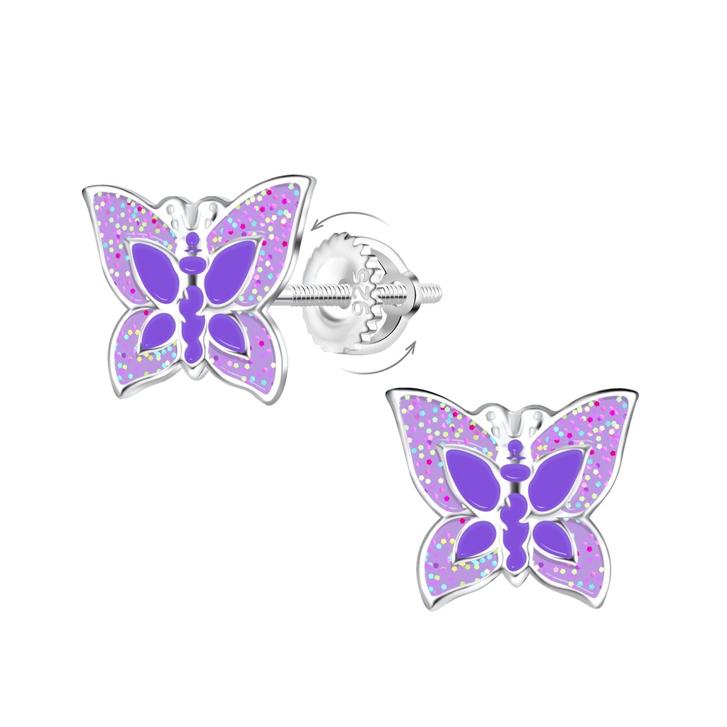 Boucles d'oreilles à fermoir à vis papillon en argent