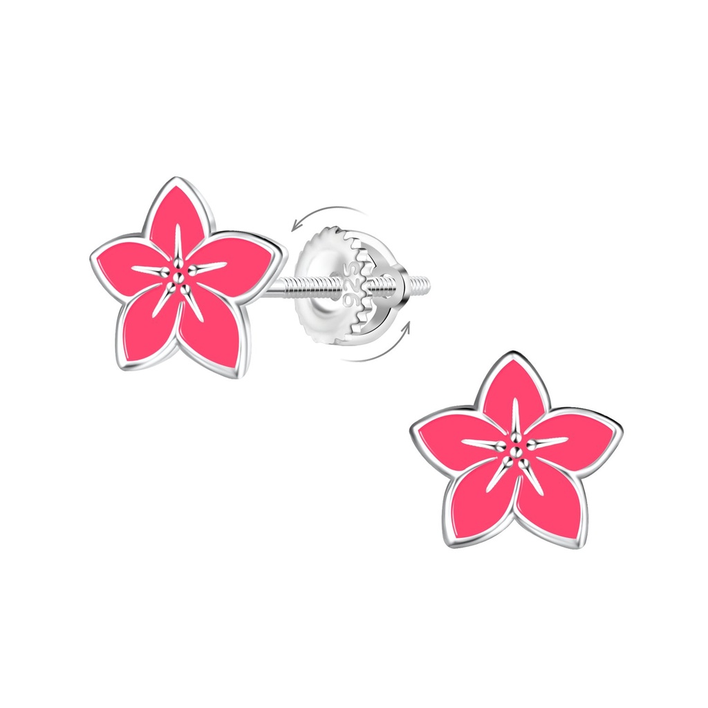 Boucles d'oreilles à fermoir à vis fleur en argent