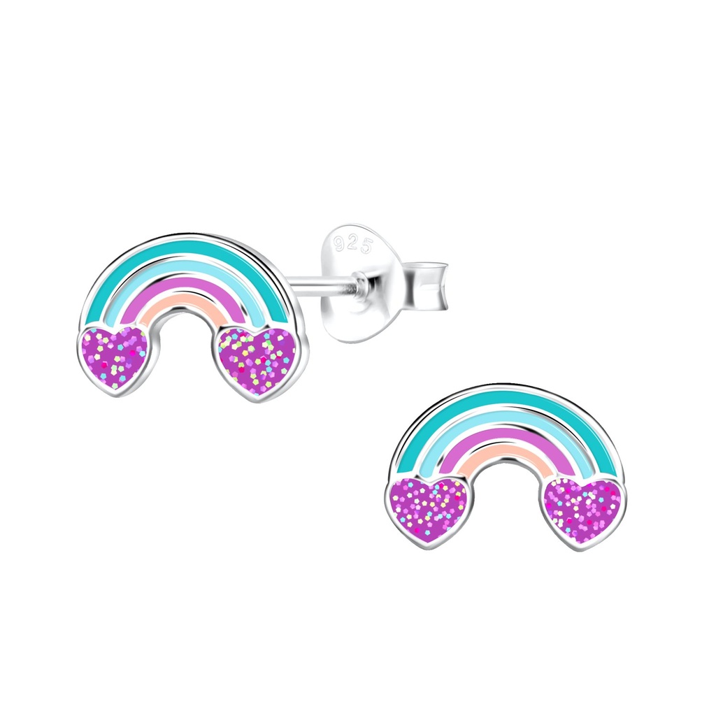 [10029351] Puces d'oreilles arc-en-ciel en argent