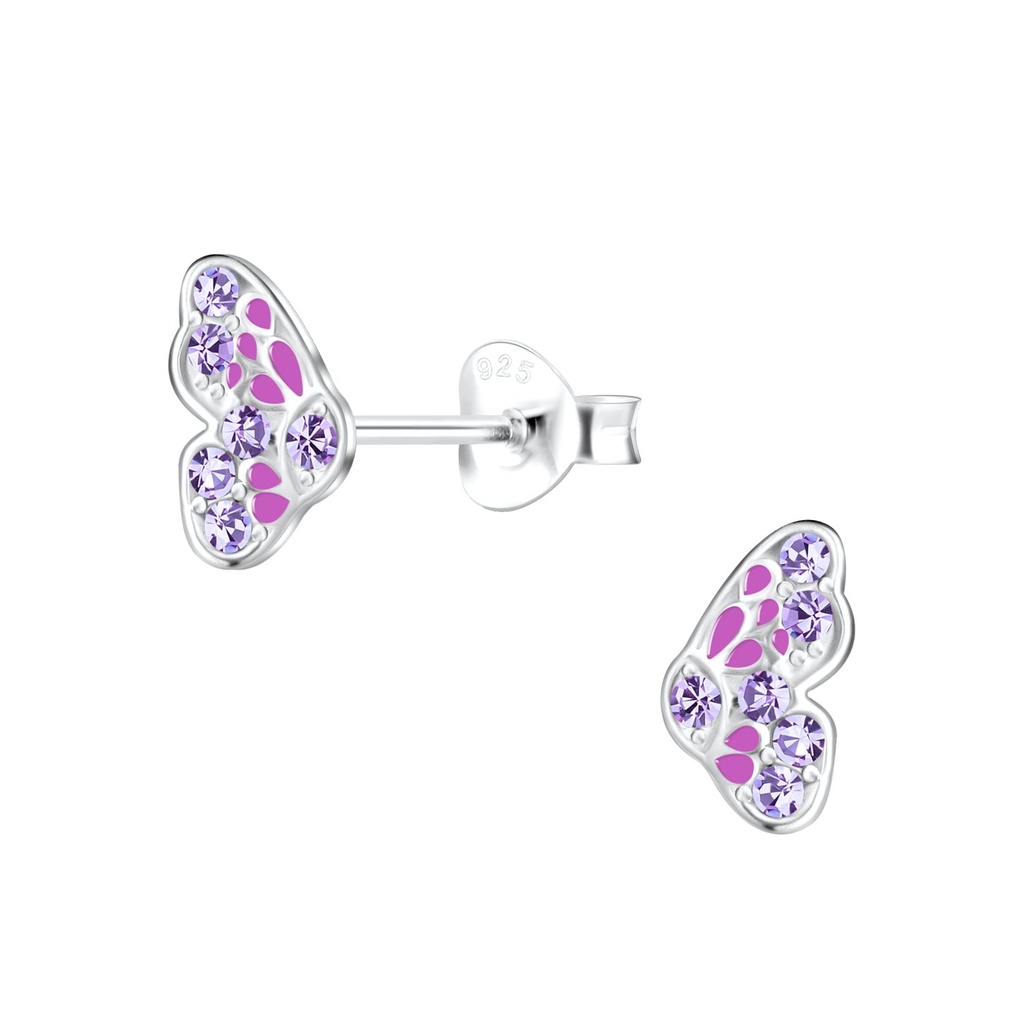Puces d'oreilles papillon en argent