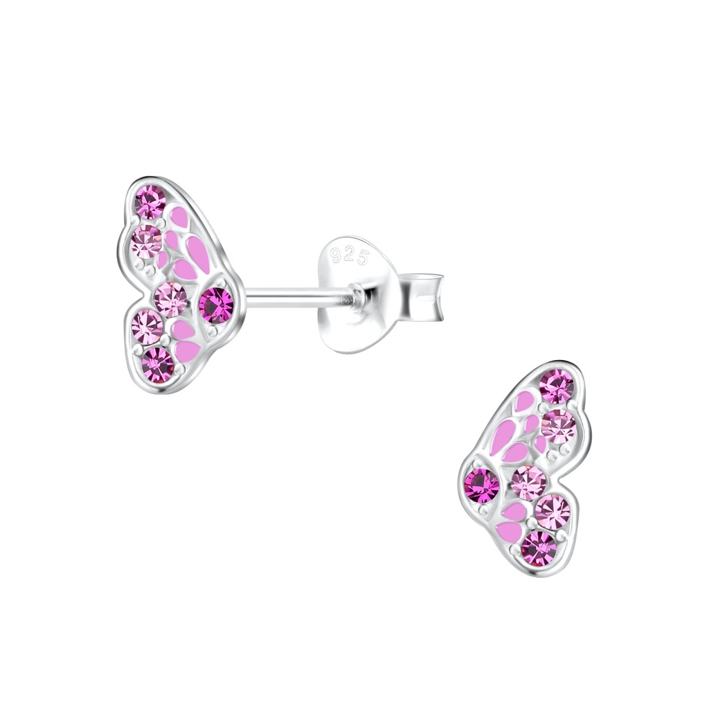 Puces d'oreilles papillon en argent