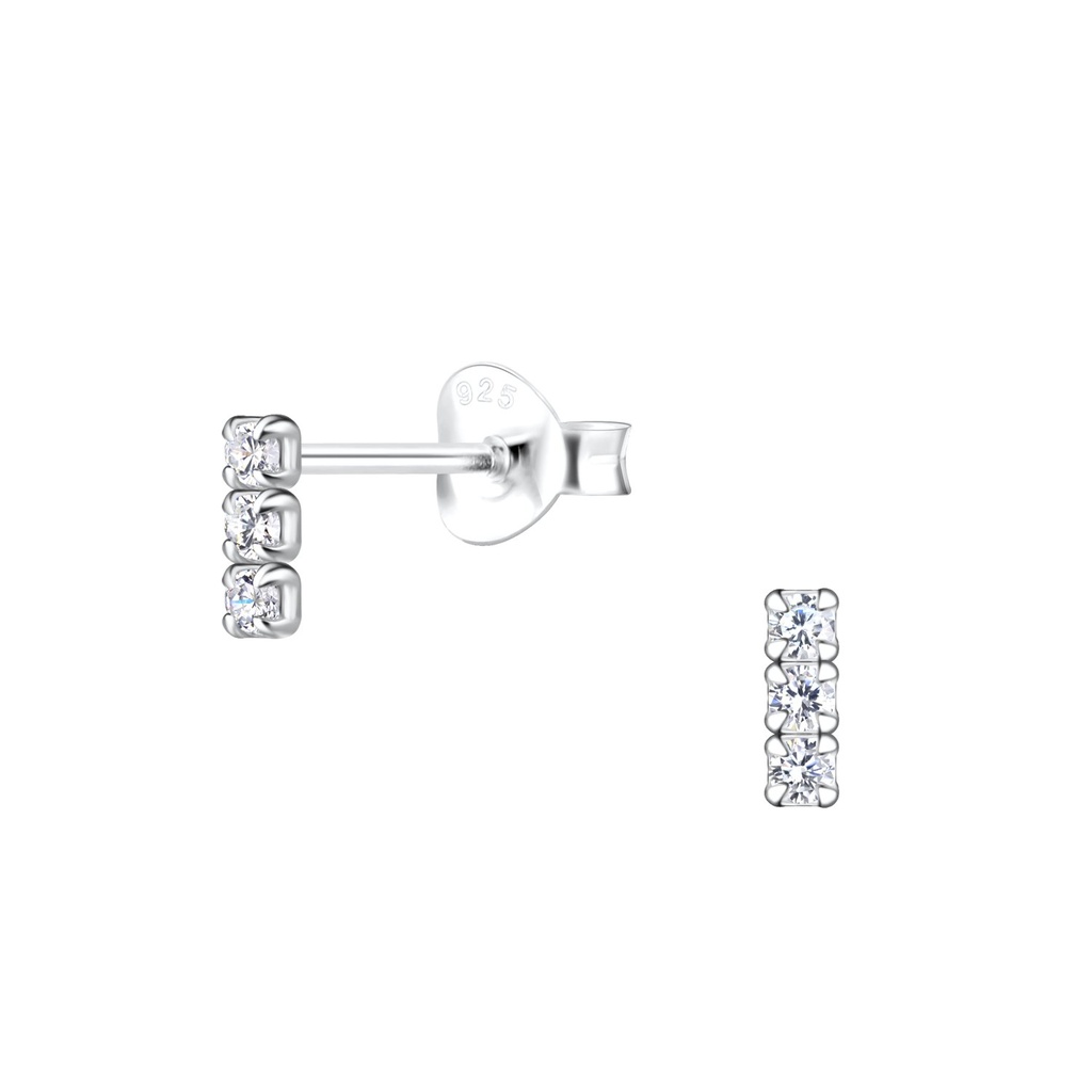 Silver Bar Stud Earrings