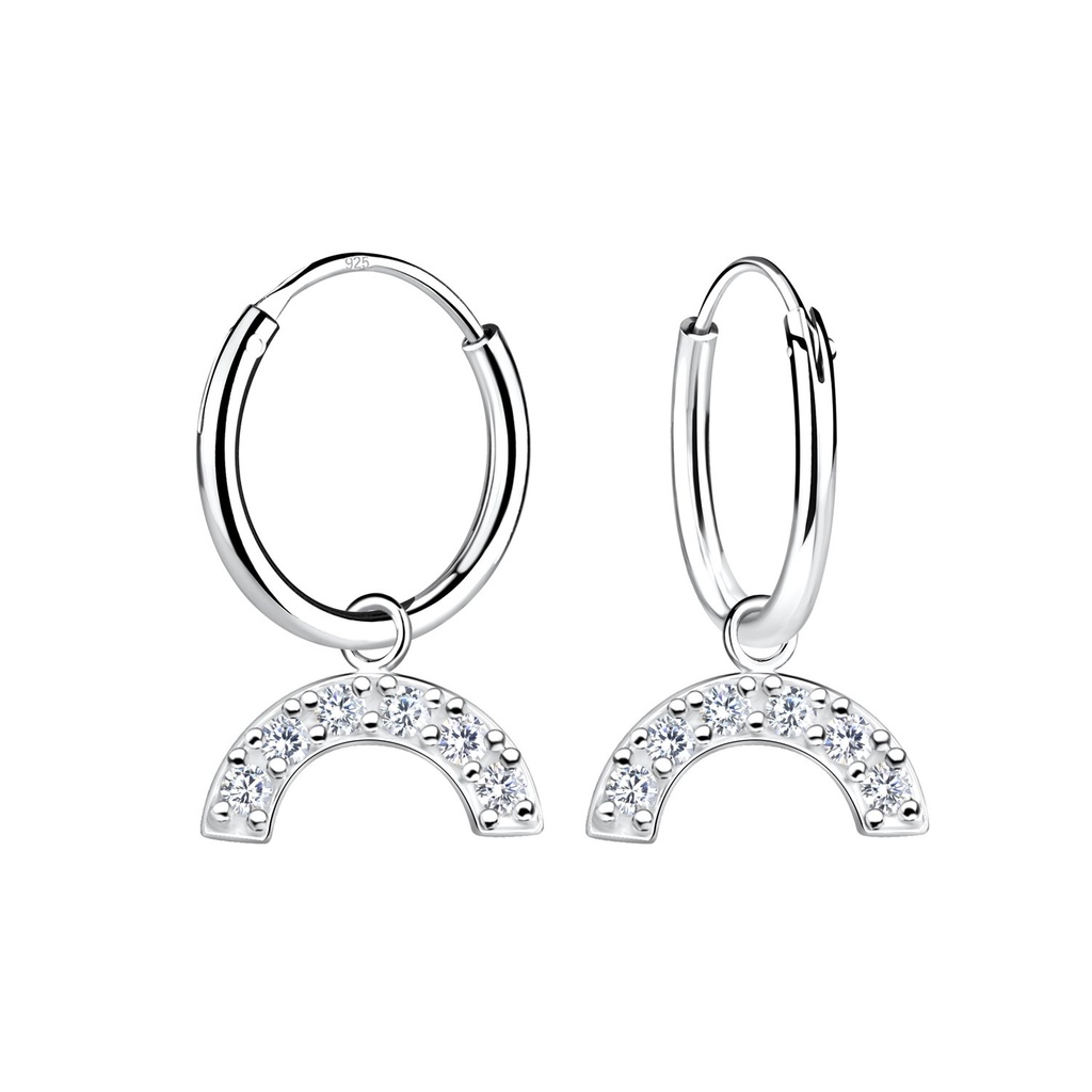 [10021008] Créoles breloque arc-en-ciel en argent zircon