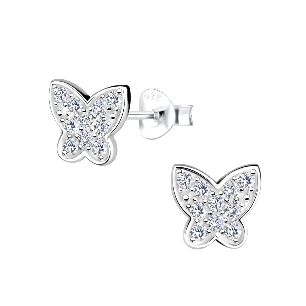 Puces d'oreilles papillon en argent
