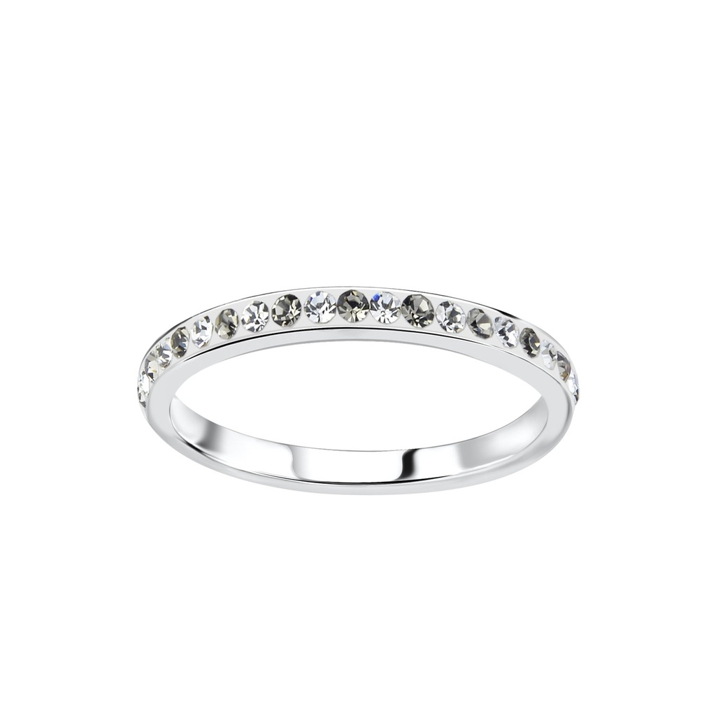 2mm Band Crystal Silver Ring