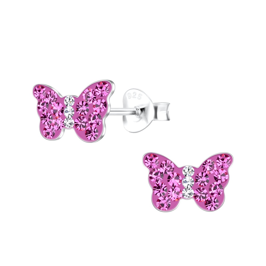 Puces d'oreilles papillon en argent
