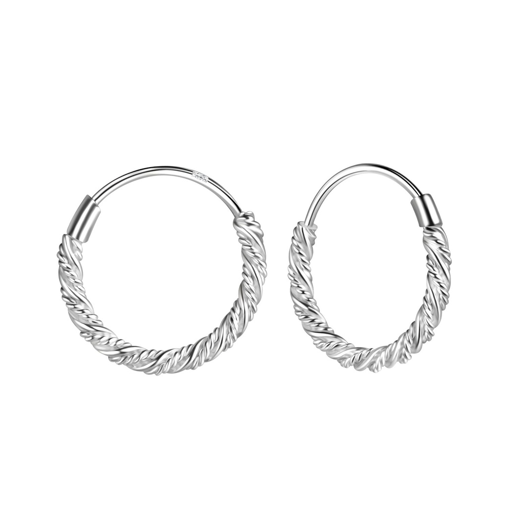 Créoles torsadées en argent 14 mm