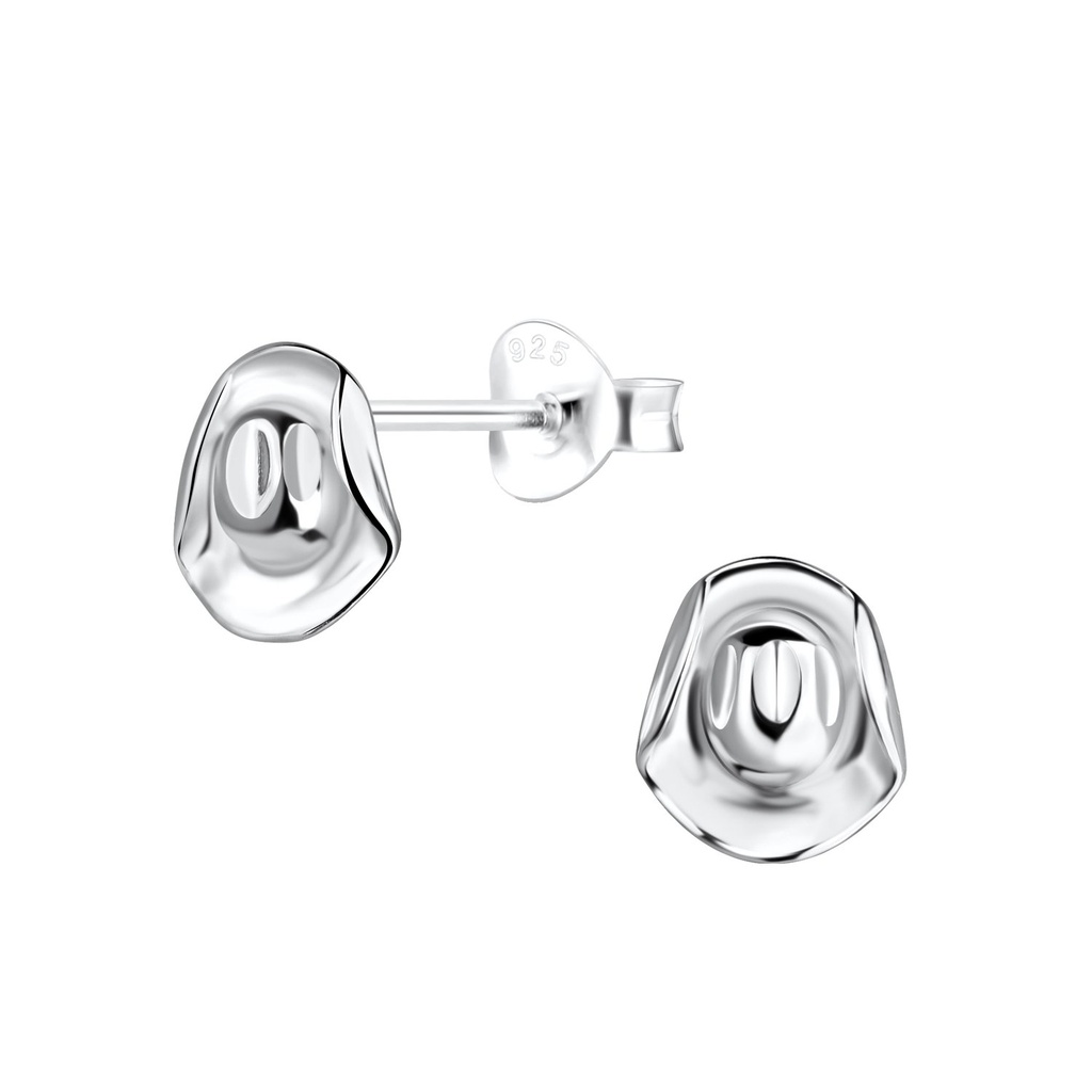 [10024005] Puces d'oreilles chapeau en argent