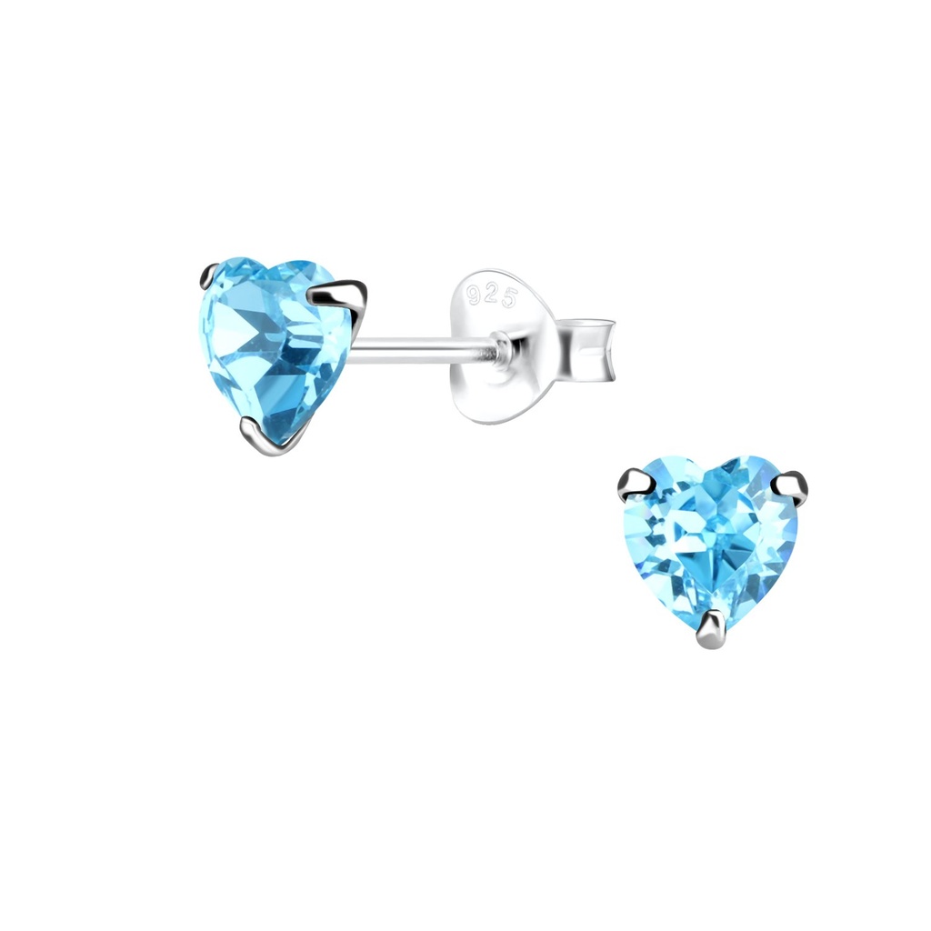 5mm Crystal Heart Silver Stud Earrings