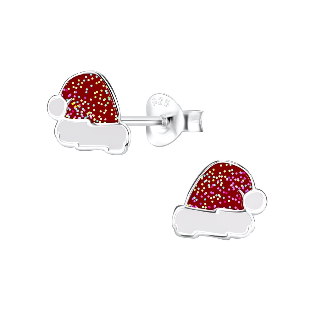 [10022885] Silver Santa Hat Stud Earrings