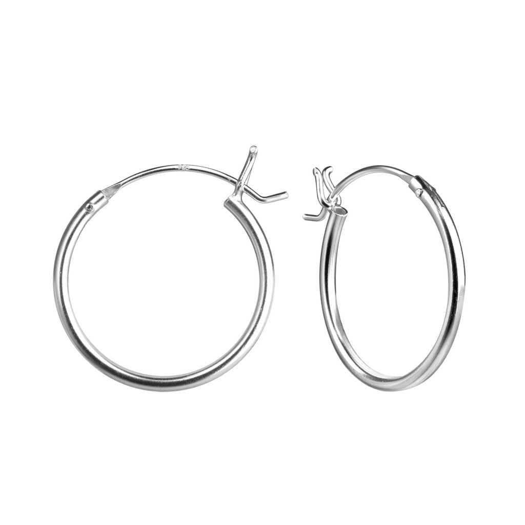 Créoles fermoir français en argent 18 mm