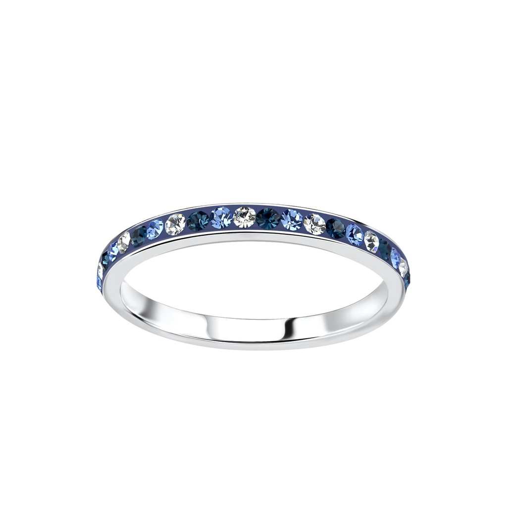 2mm Band Crystal Silver Ring