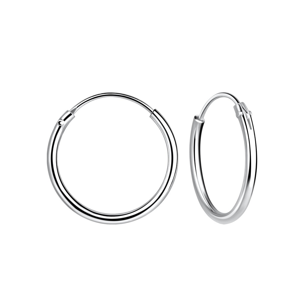 [10022642] 14mm Silver Hoop Earrings