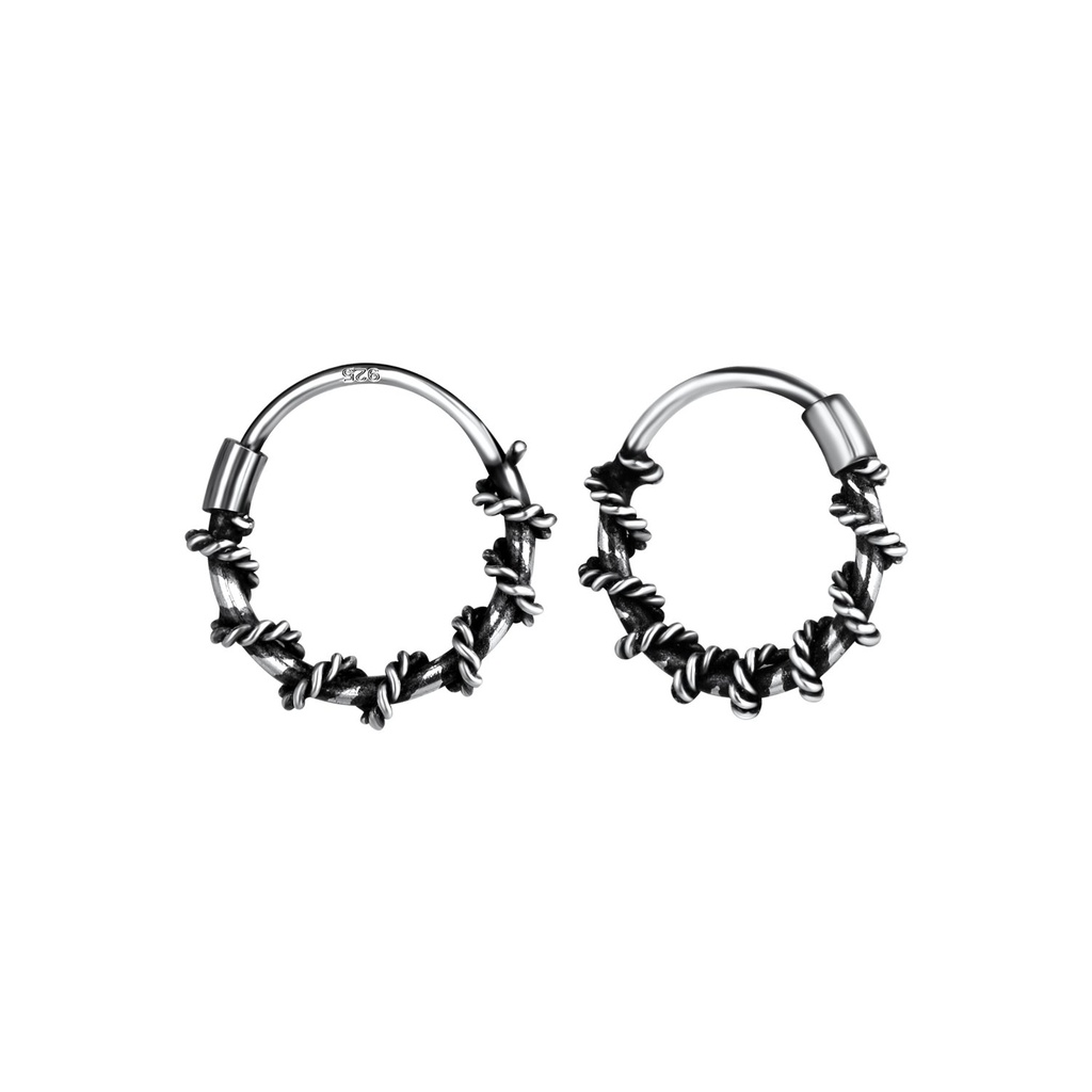 [10012886] 10mm Silver Twisted Hoop Earrings