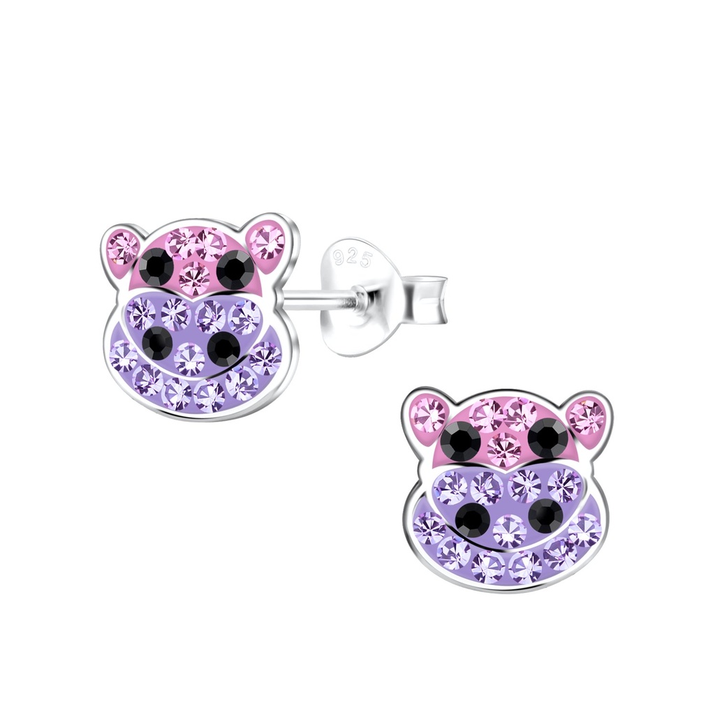[10029500] Silver Hippopotamus Stud Earrings