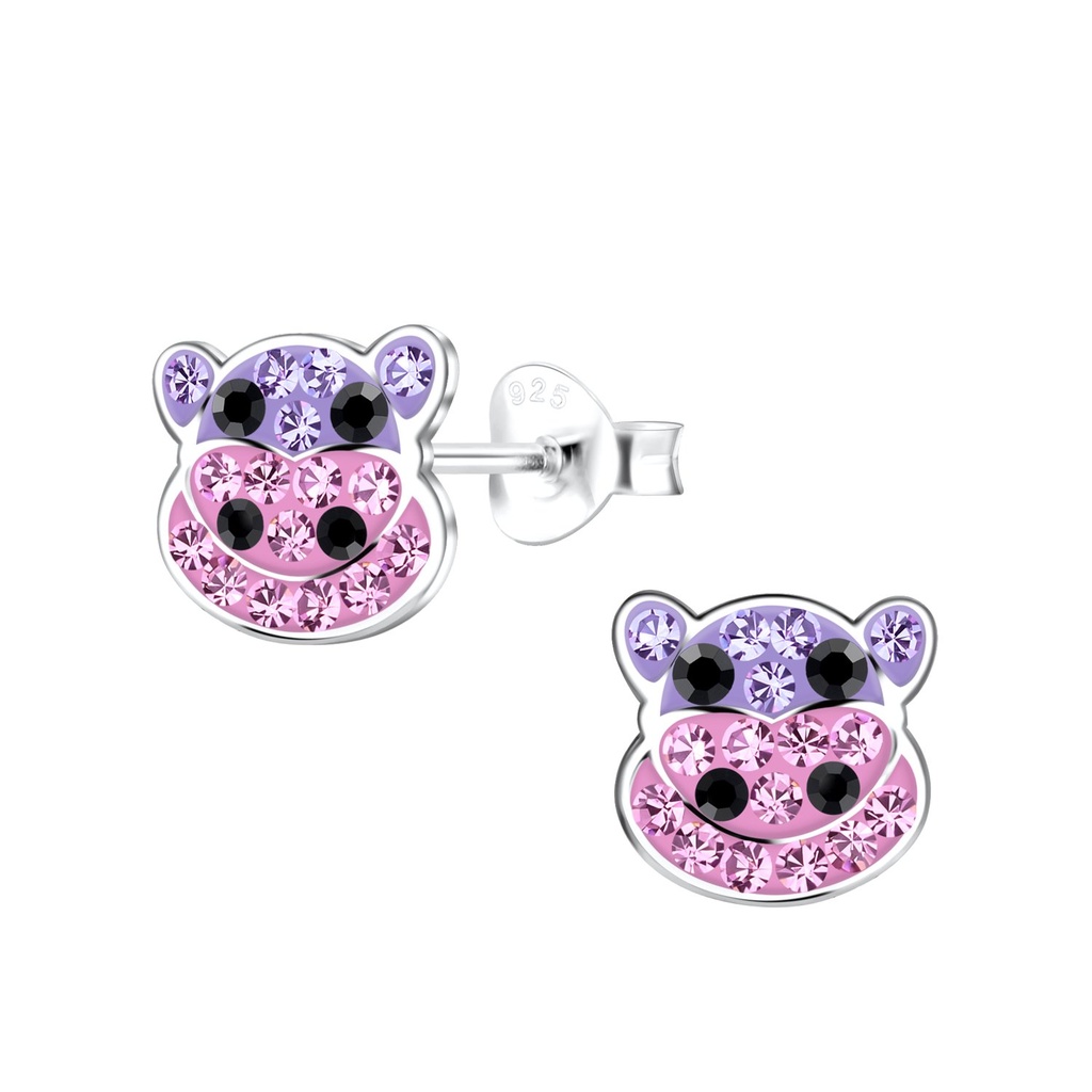 Silver Hippopotamus Stud Earrings