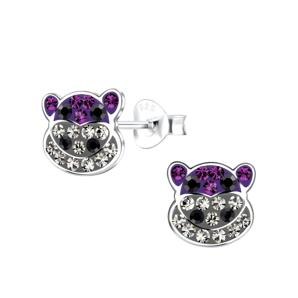 Puces d'oreilles hippopotame en argent