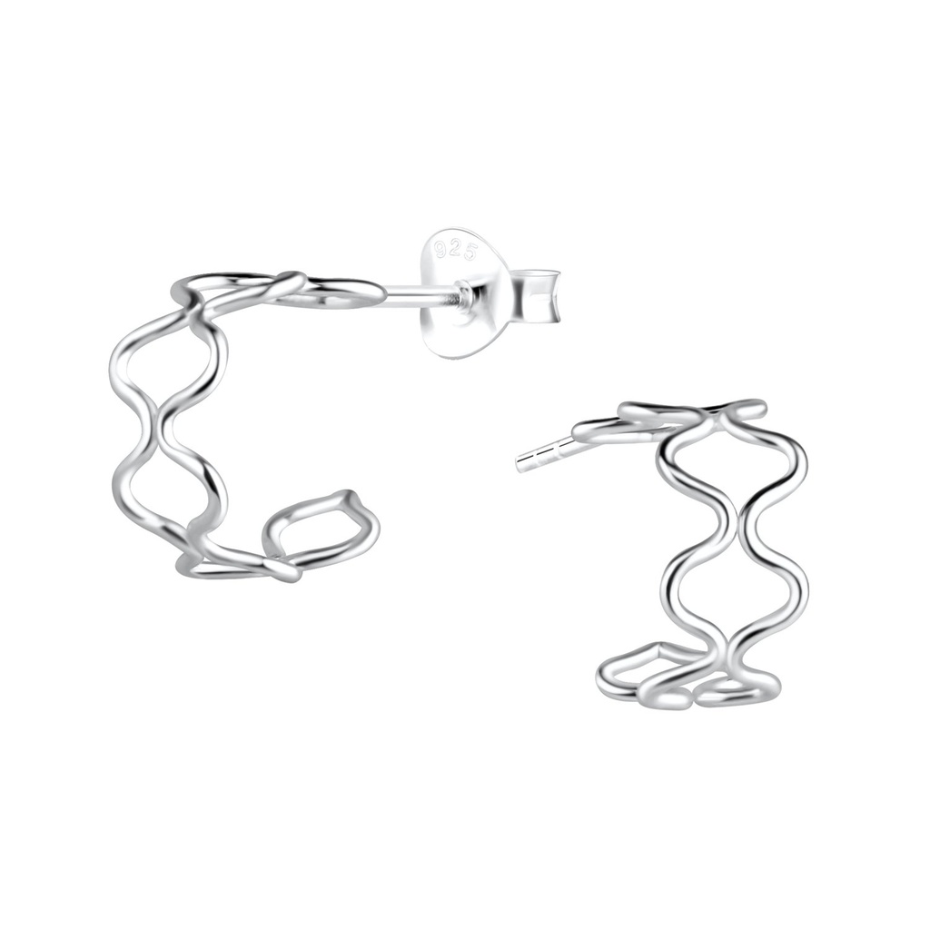 Silver Wave Stud Earrings