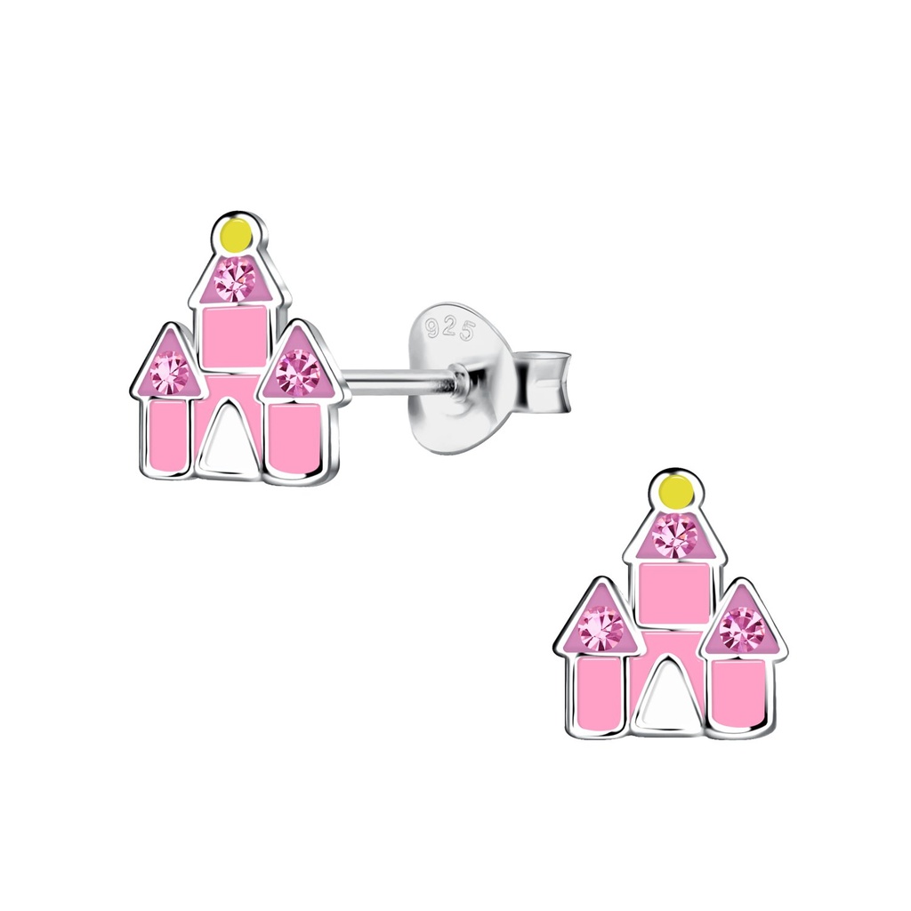Silver Castle Stud Earrings
