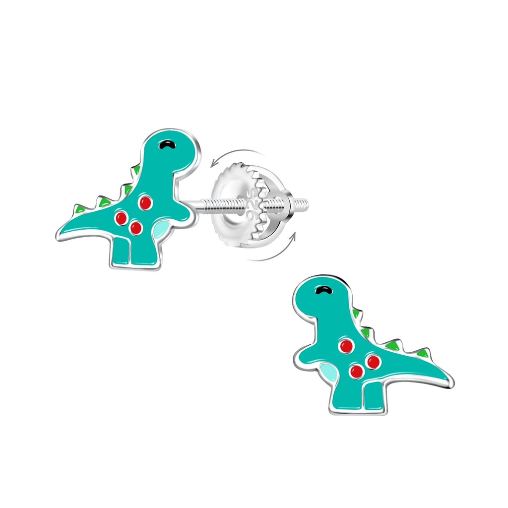 Boucles d'oreilles à fermoir à vis dinosaure en argent