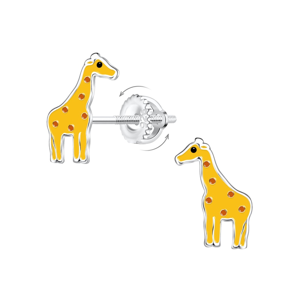 Boucles d'oreilles à fermoir à vis girafe en argent