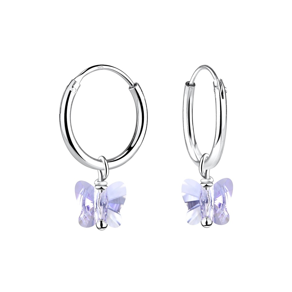 Créoles breloque papillon en argent