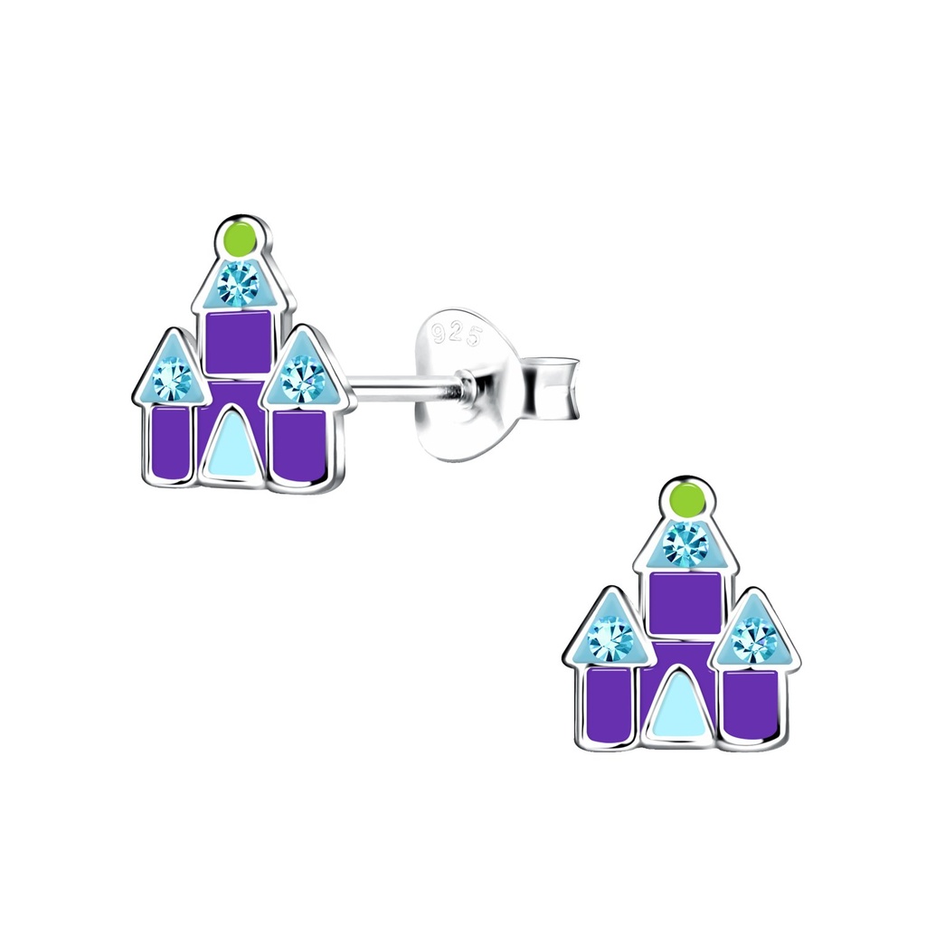 Silver Castle Stud Earrings