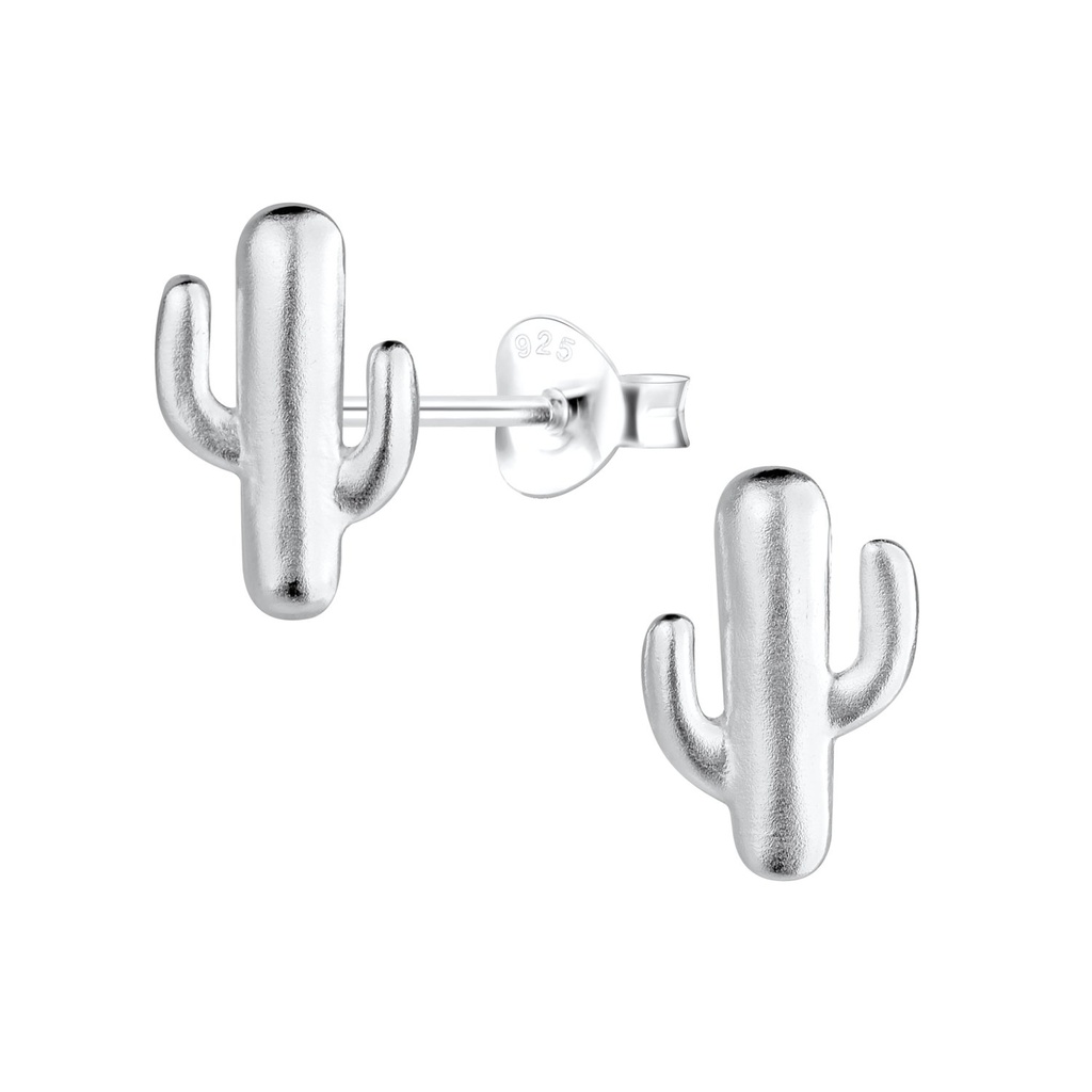 [10023314] Puces d'oreilles cactus en argent