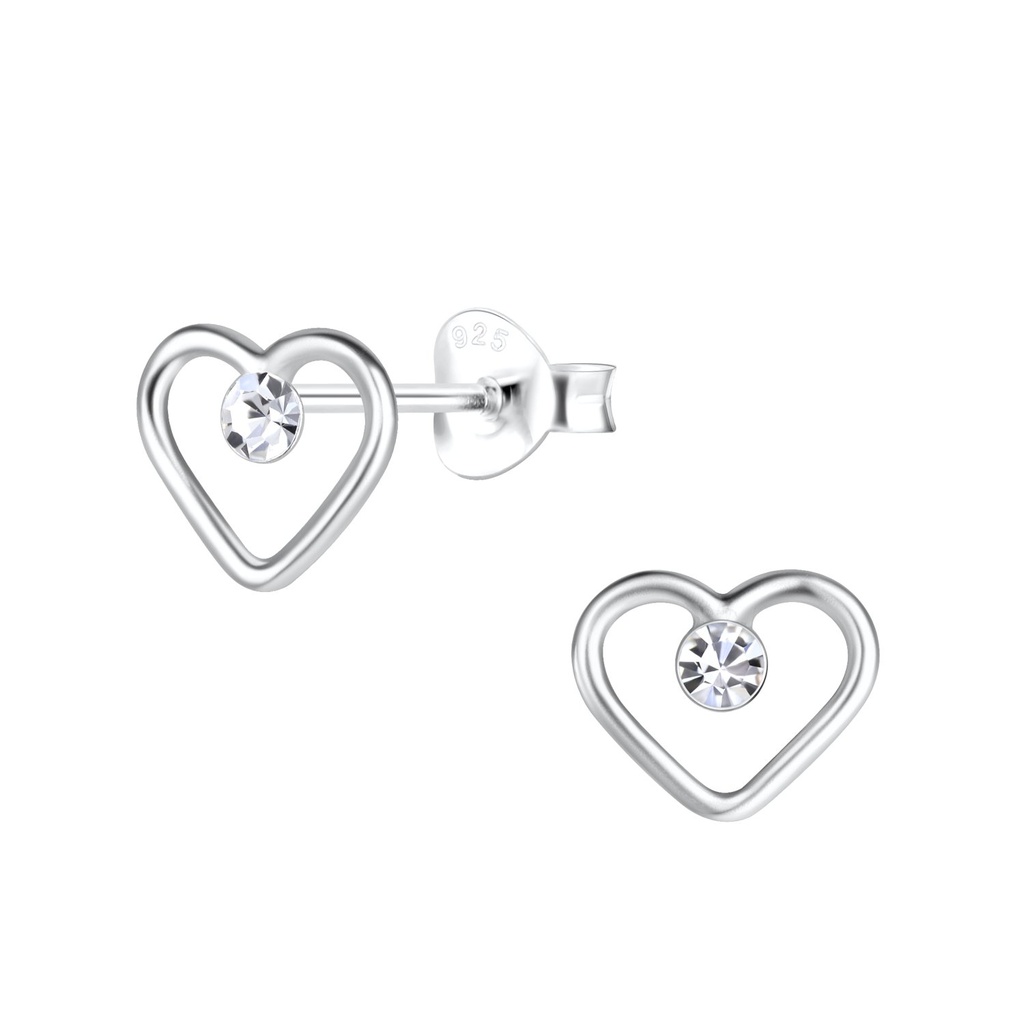 Silver Heart Stud Earrings