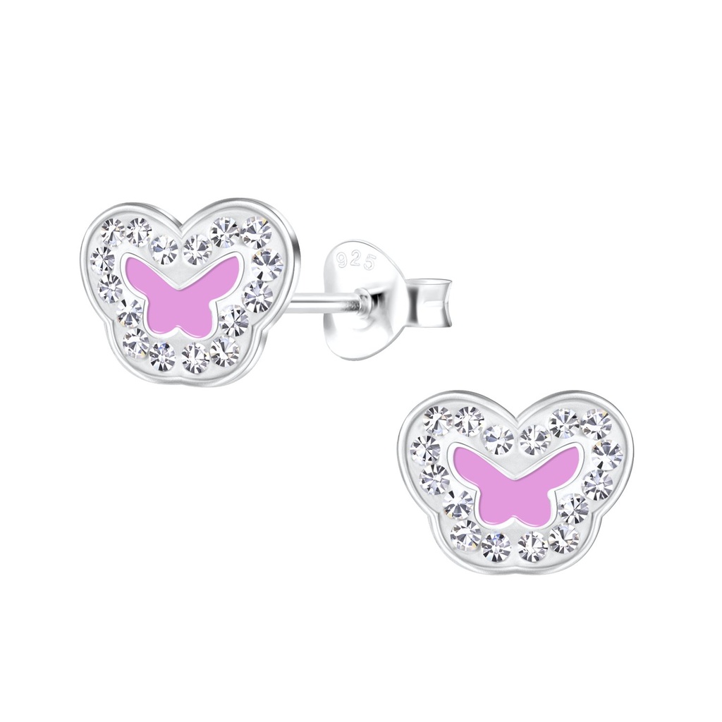 Puces d'oreilles papillon en argent