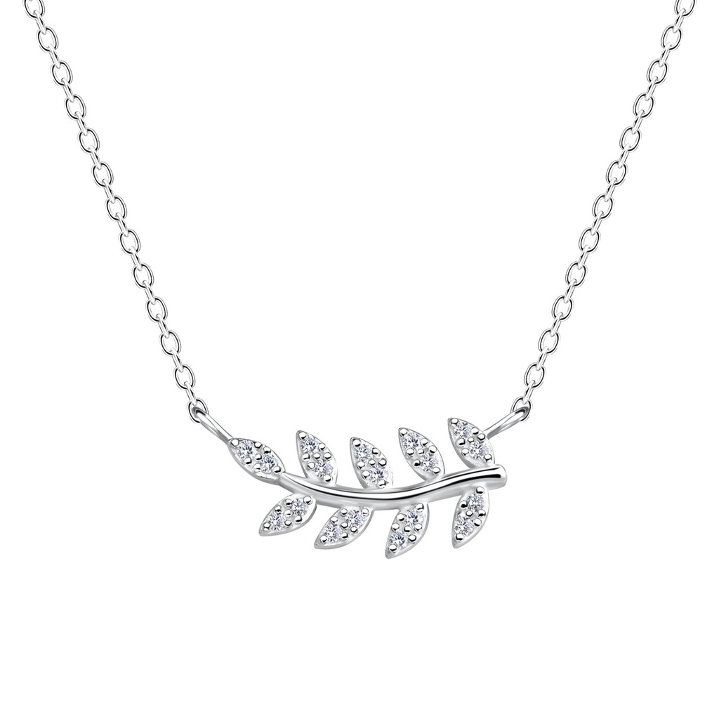Collier feuille olive en argent