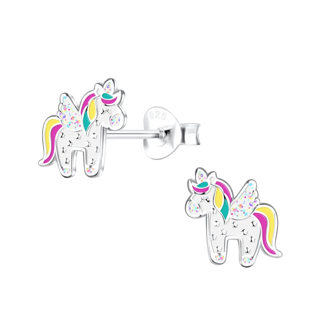 Silver Unicorn Stud Earrings