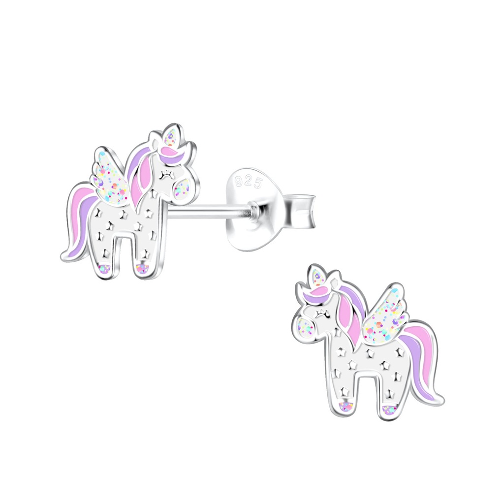 Puces d'oreilles licorne en argent