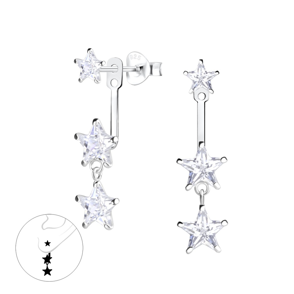 Silver Star Cubic Zirconia Ear Jacket