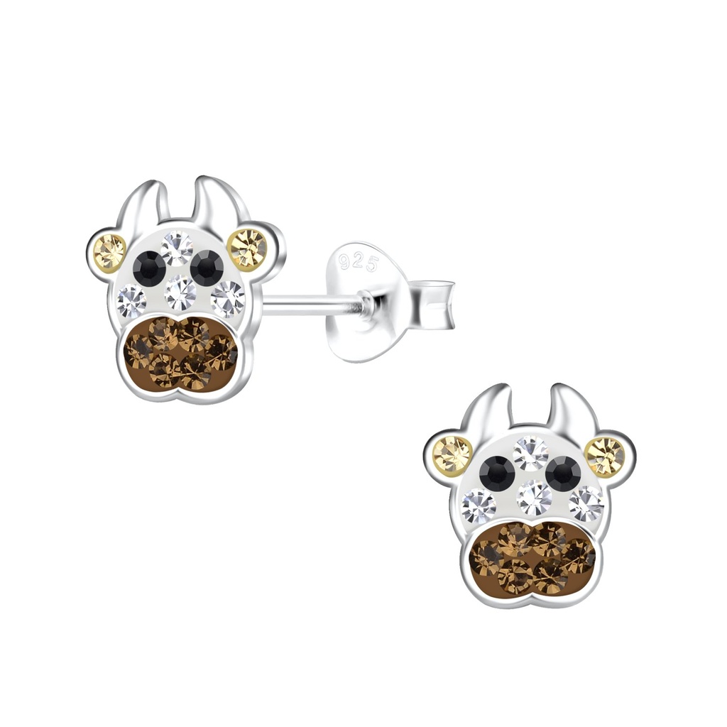 [10029484] Silver Cow Stud Earrings