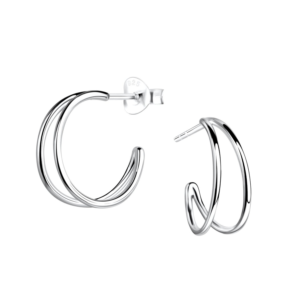 Puces d'oreilles demi-créole en argent
