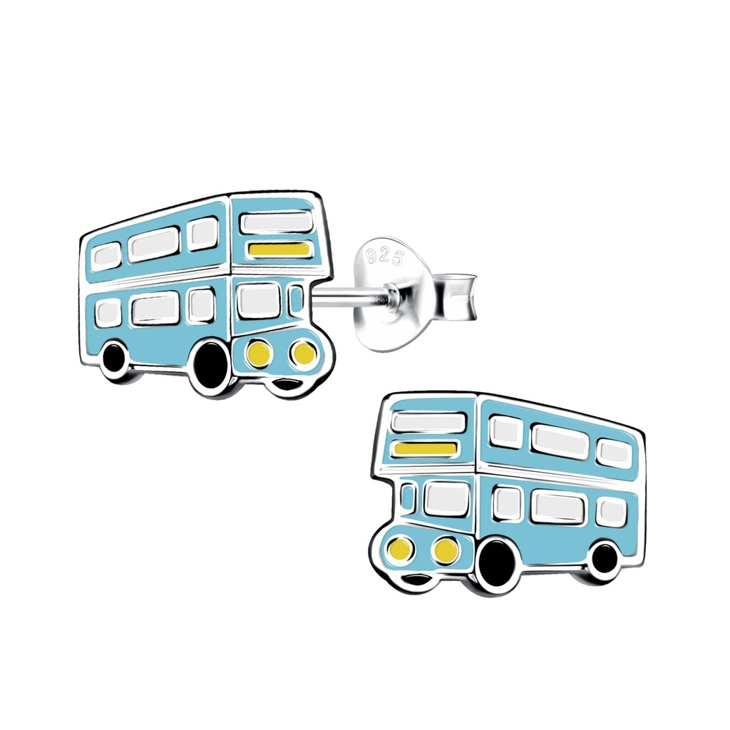 Puces d'oreilles bus londonien en argent