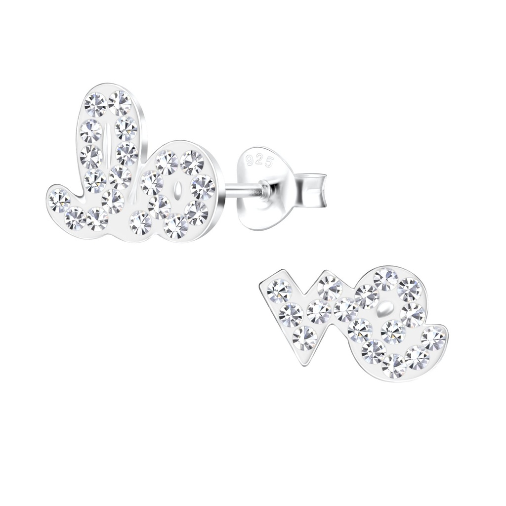 Silver Love Stud Earrings