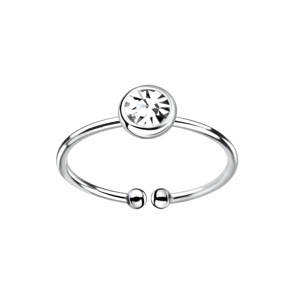 Bague ouverte en argent cristal 5 mm