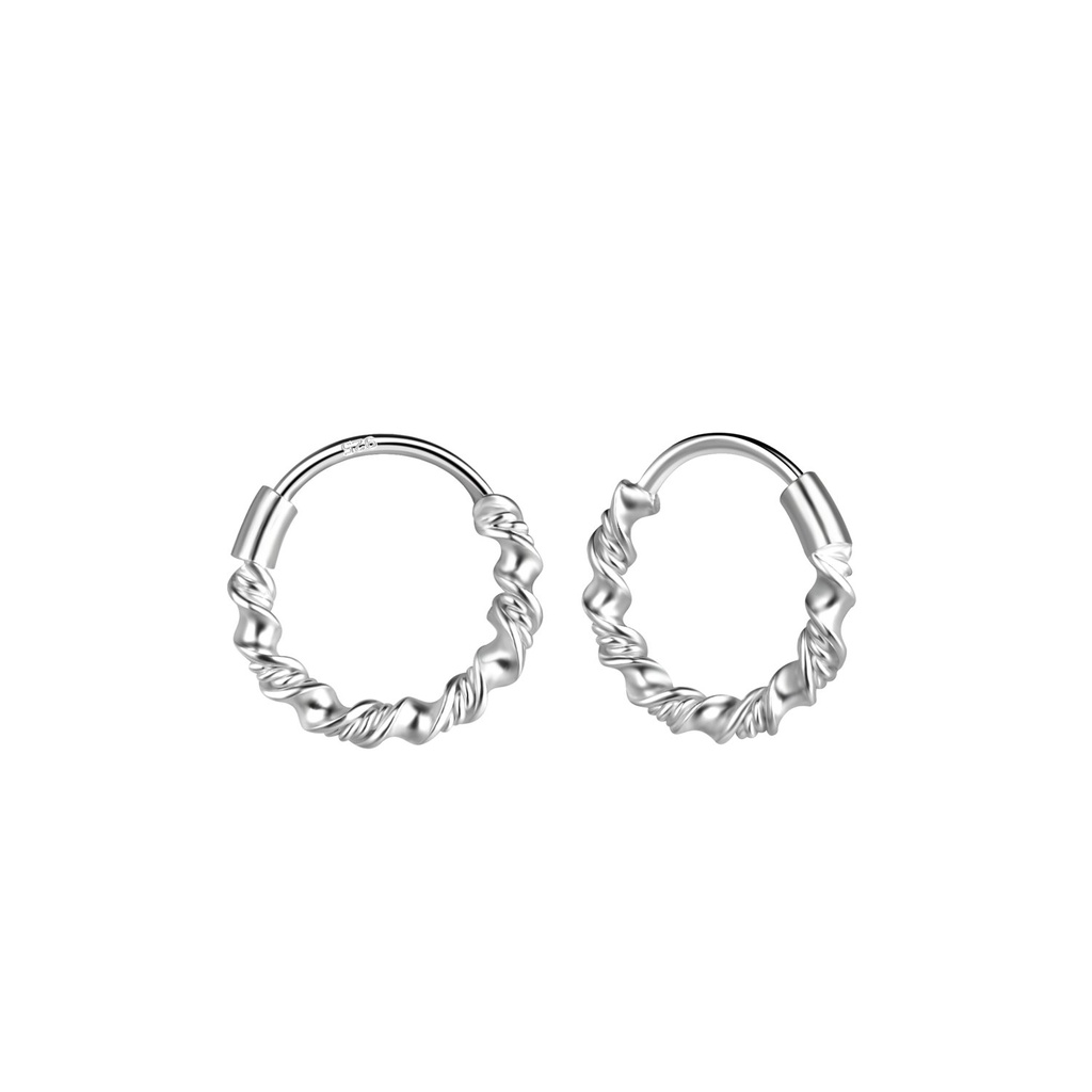 10mm Silver Twisted Hoop Earrings