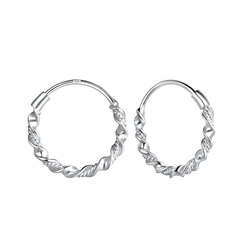Créoles torsadées en argent 14 mm