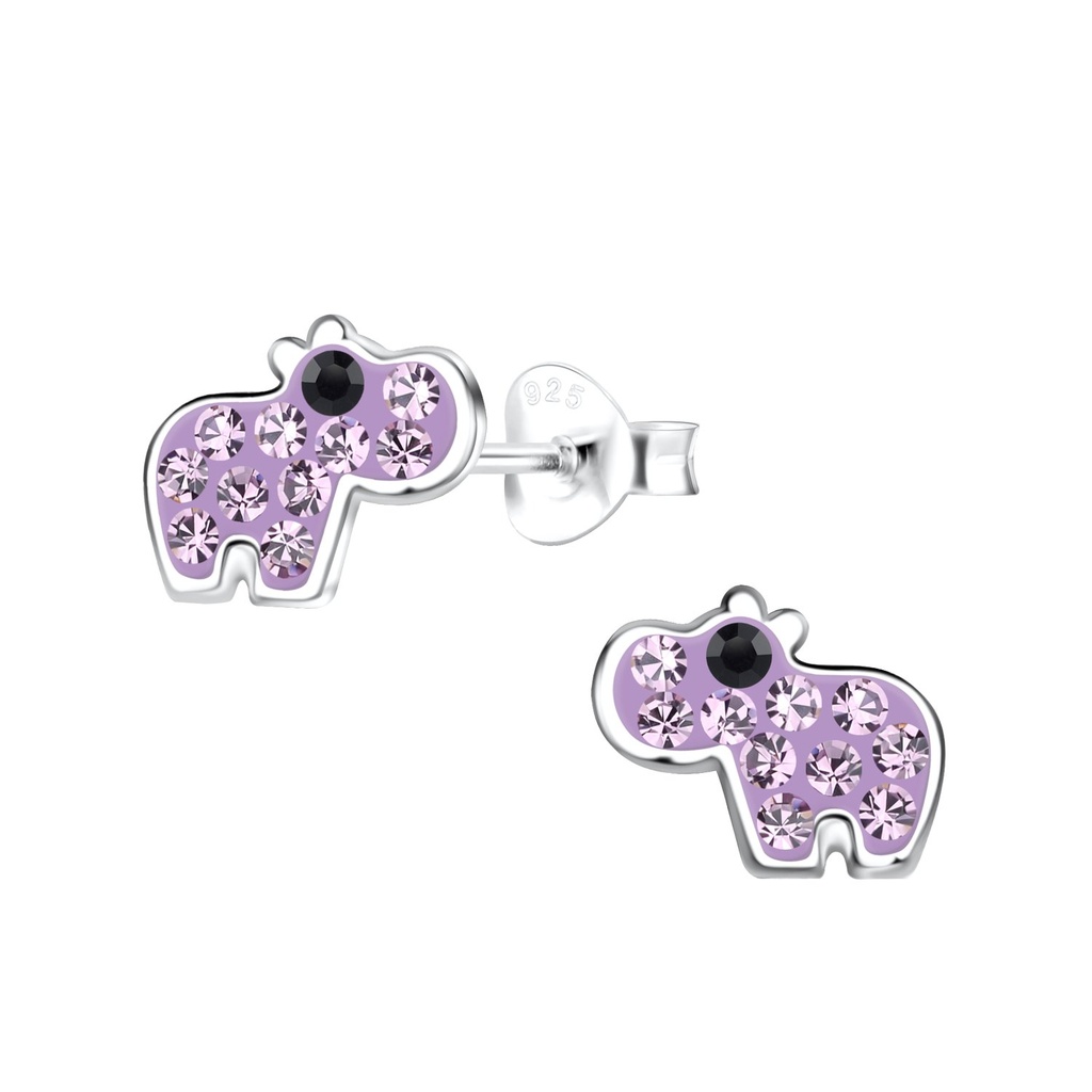 Puces d'oreilles hippopotame en argent