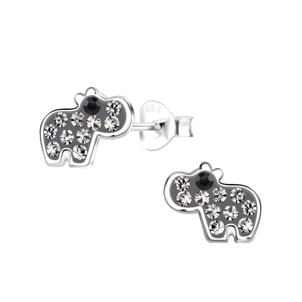 Puces d'oreilles hippopotame en argent