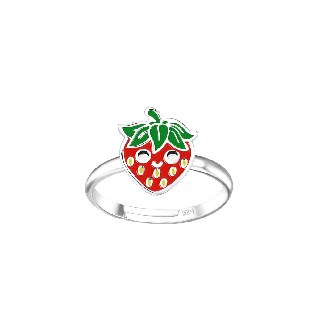 Silver Strawberry Adjustable Ring