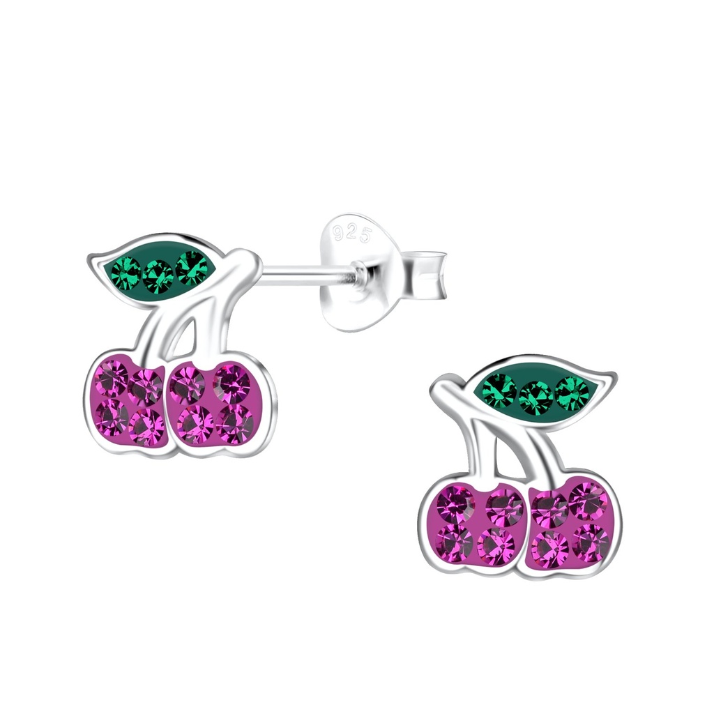 [10029448] Silver Cherry Stud Earrings