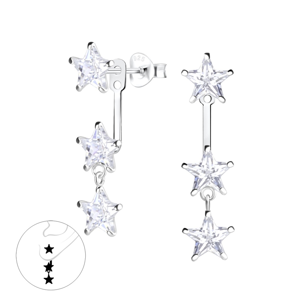 Silver Star Cubic Zirconia Ear Jacket