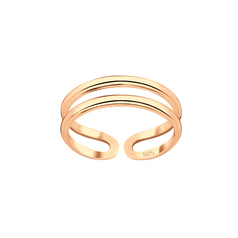 Bague d'orteil double ligne réglable en argent