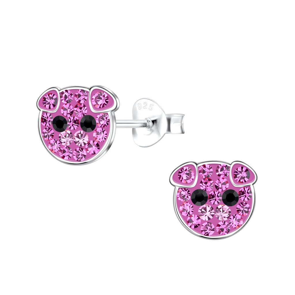 Silver Pig Stud Earrings