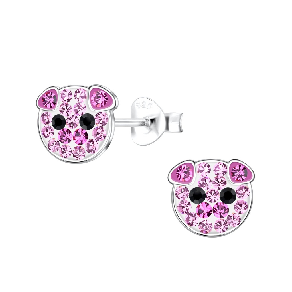 Silver Pig Stud Earrings